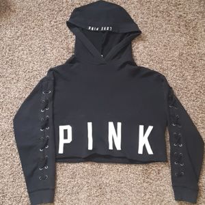 PINK black Cropped Hoodie
